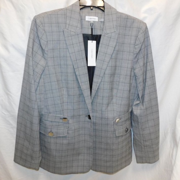 NEW Calvin Klein Gray Blazer Jacket with Tags ($140 Value!) (Size 14 Women's) - Picture 3 of 5